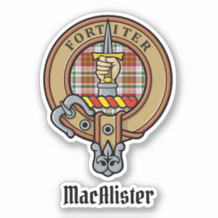 Clan MacAlister Wappen über Dress Tartan Sticker