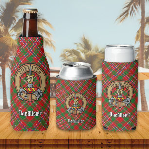 Clan MacAlister Wappen über Tartan Flasche Cooler Flaschenkühler