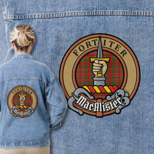 Clan MacAlister Wappen über Tartan Jeansjacke
