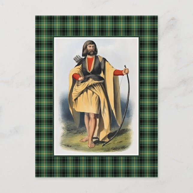 Clan MacArthur Vintag Illustration Tartan Frame Postkarte (Vorderseite)
