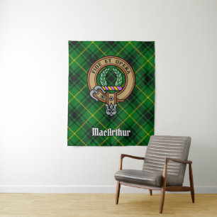 Clan MacArthur Wappen über Tartan Wandteppich