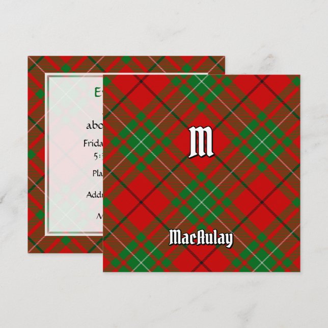 Clan MacAulay Tartan Einladung (Vorne/Hinten)