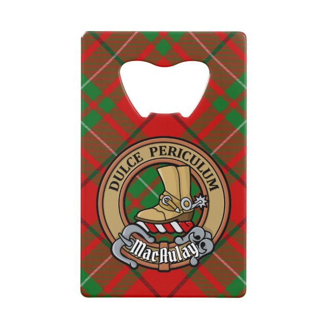 Clan MacAulay Wappen über Tartan Geldbeutel Flaschenöffner (Vorderseite)