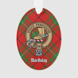 Clan MacAulay Wappen über Tartan Ornament