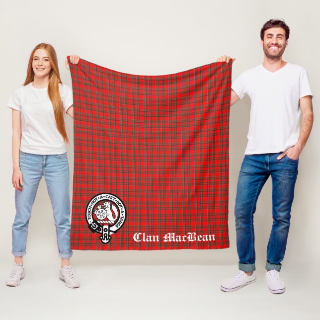 Clan MacBean Wappen Abzeichen & Tartan Fleecedecke (Beispiel)