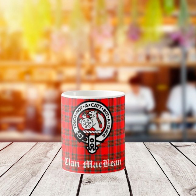 Clan MacBean Wappen Abzeichen & Tartan Kaffeetasse (Von Creator hochgeladen)