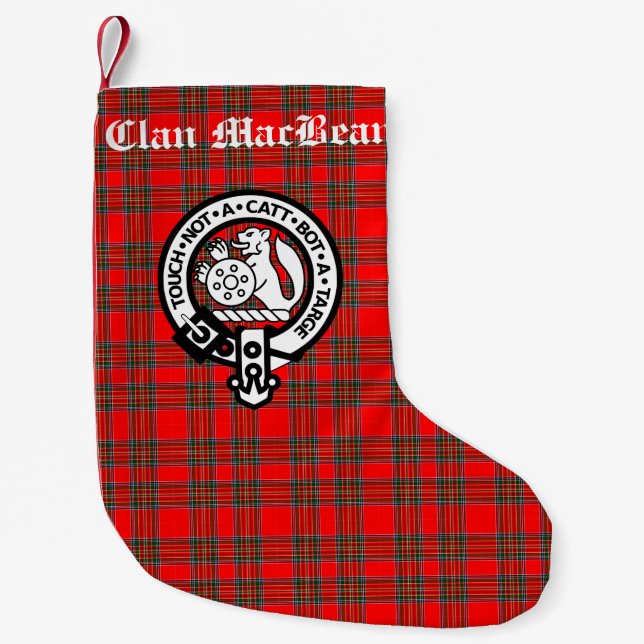 Clan MacBean Wappen Abzeichen & Tartan Personalisi Kleiner Weihnachtsstrumpf (Vorderseite)