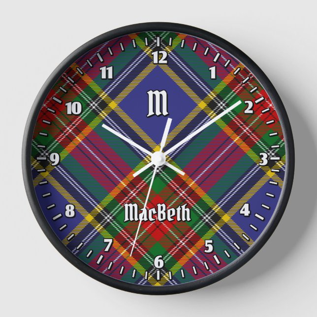 Clan MacBeth Tartan Large Clock Uhr (Vorderseite)