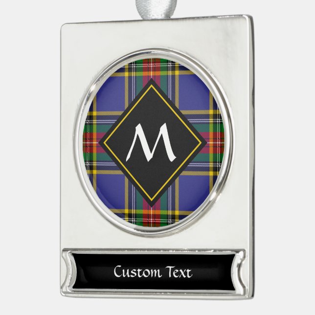 Clan MacBeth Tartan Silver Plated Banner Ornament (Links)