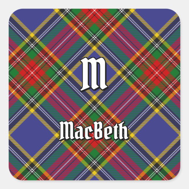 Clan MacBeth Tartan Square Sticker (Vorderseite)