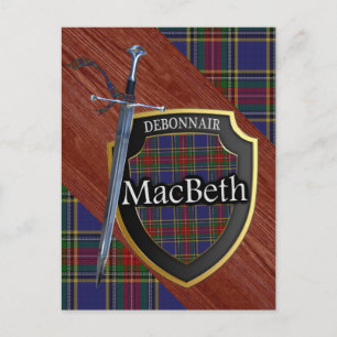 Clan MacBeth Tartan Sword & Shield Postkarte