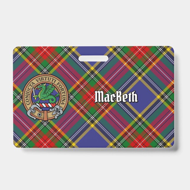 Clan MacBeth Wappen über Tartan Ausweis (Vorderseite)