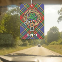 Clan MacBeth Wappen über Tartan Autolufterfrischer