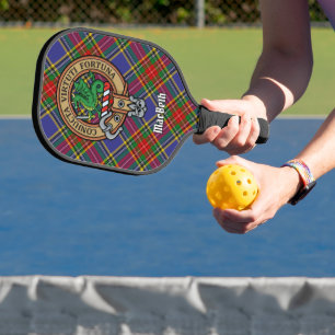 Clan MacBeth-Wappen über Tartan-Schlüsselanhänger Pickleball Schläger