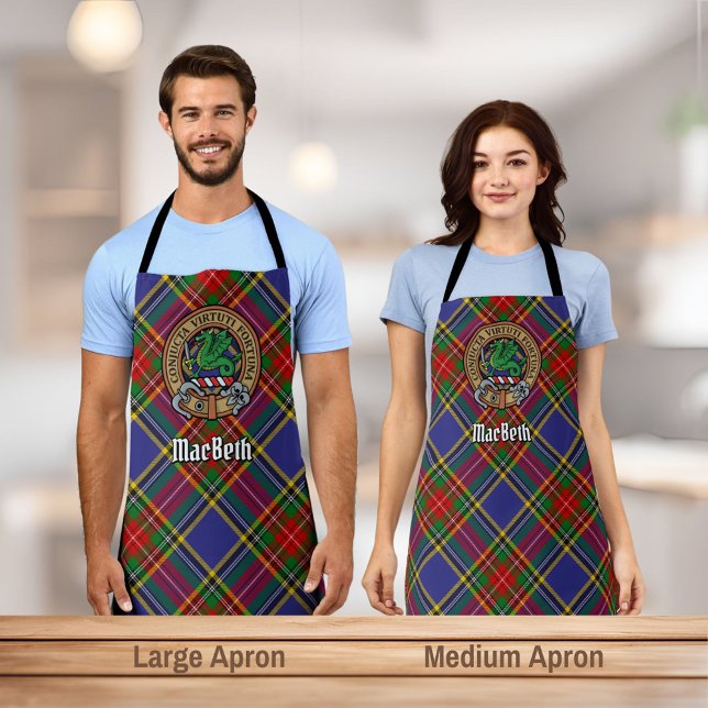 Clan MacBeth Wappen über Tartan Schürze (Von Creator hochgeladen)