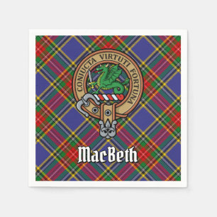 Clan MacBeth Wappen über Tartan Serviette