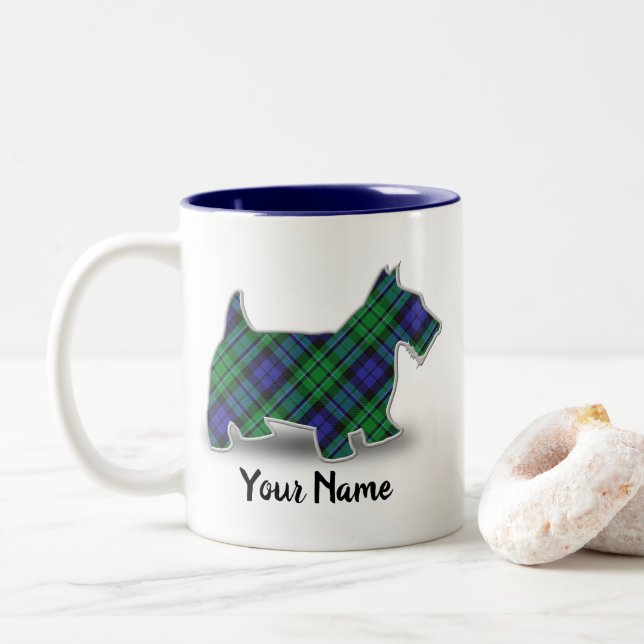 Clan MacCallum TartanScottish Terrier Zweifarbige Tasse (Mit Donut)
