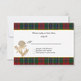 Clan MacClain Tartan Thistle Wedding RSVP