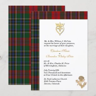 Clan MacClain Thistle 2 Tartan Wedding Einladung