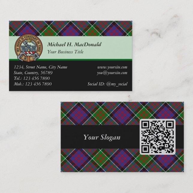 Clan MacDonald de Clanranald Tartan Carte de visit (Devant / Derrière)