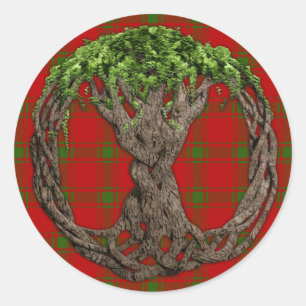 Clan MacDonald of Sleat Tartan und keltischer Baum Runder Aufkleber