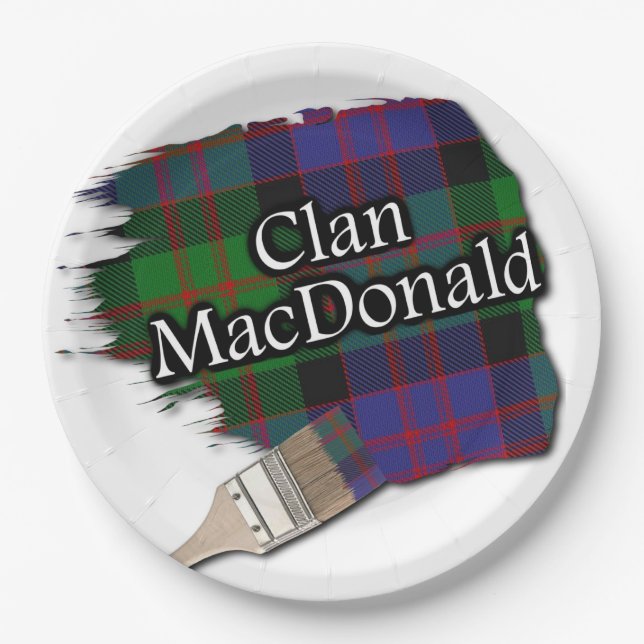 Clan MacDonald Scottish Tartan Paint Brush Pappteller (Vorderseite)