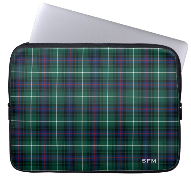 Clan MacDonald Tartan Blue & Green Kariert Monogra Laptopschutzhülle (Vorderseite)