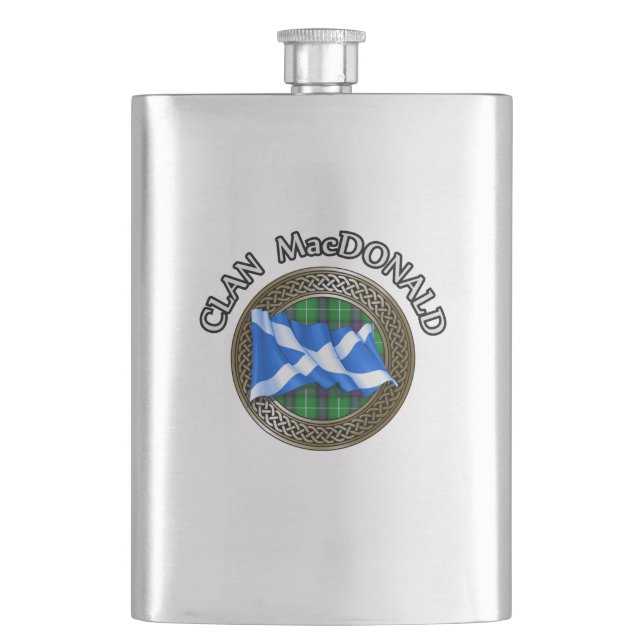 Clan MacDonald Tartan & Flag Flachmann (Vorderseite)