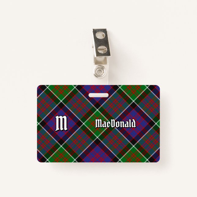 Clan MacDonald von Clanranald Tartan Abzeichen Ausweis (Vorderseite mit Klammer)