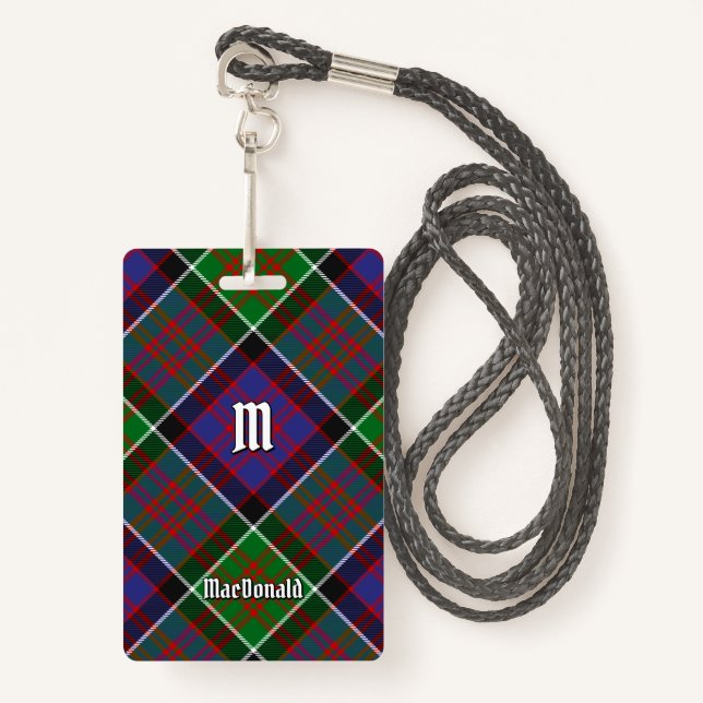 Clan MacDonald von Clanranald Tartan Abzeichen Ausweis (Vorderseite mit Schlüsselband)