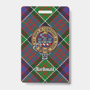 Clan MacDonald von Clanranald Wappen über Tartan Ausweis