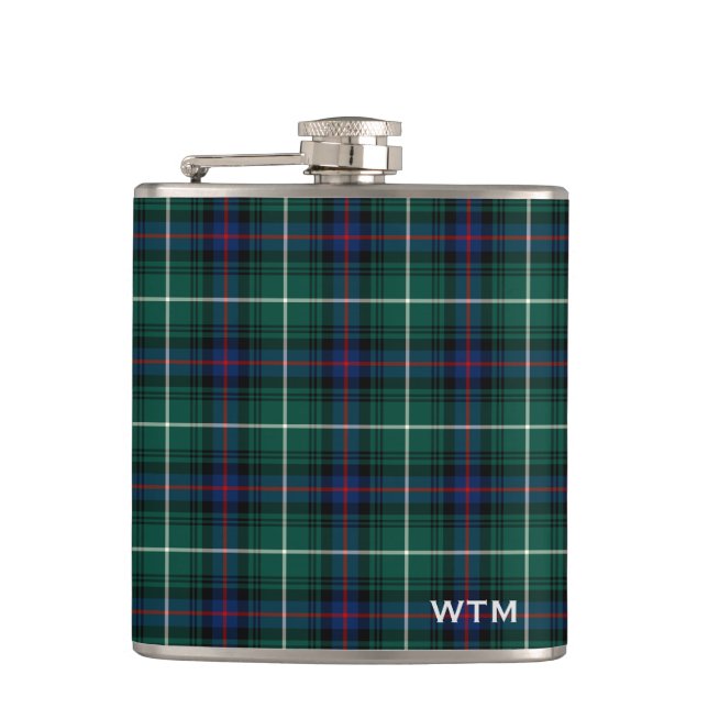 Clan MacDonald von der Isles Tartan Monogram Flachmann (Vorderseite)