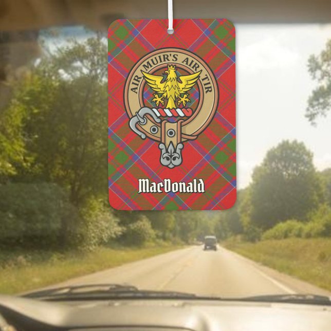 Clan MacDonald von Keppoch Wappen über Tartan Autolufterfrischer (Von Creator hochgeladen)