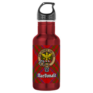 Clan MacDonald von Keppoch Wappen über Tartan Edelstahlflasche