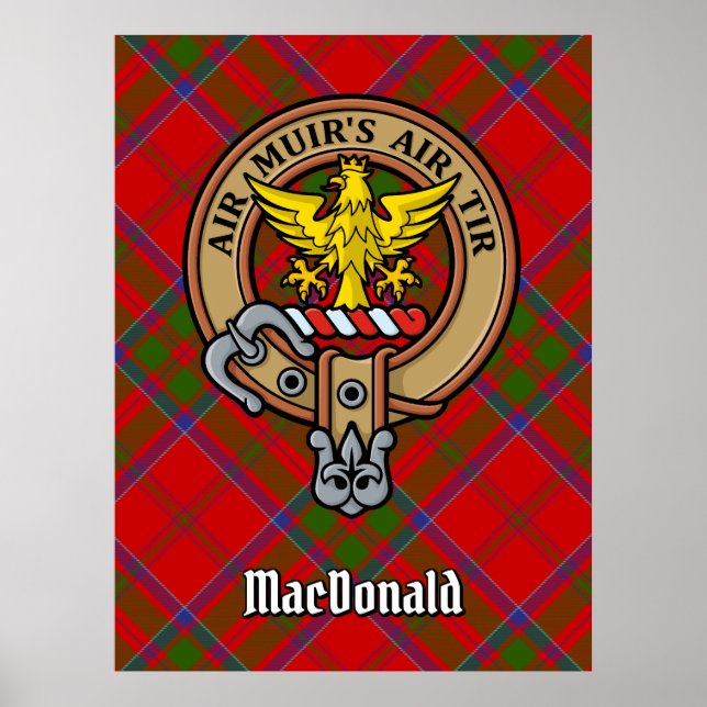 Clan MacDonald von Keppoch Wappen über Tartan Poster (Vorne)