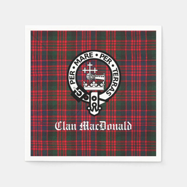 Clan MacDonald Wappen & Modern Tartan Serviette (Vorderseite)