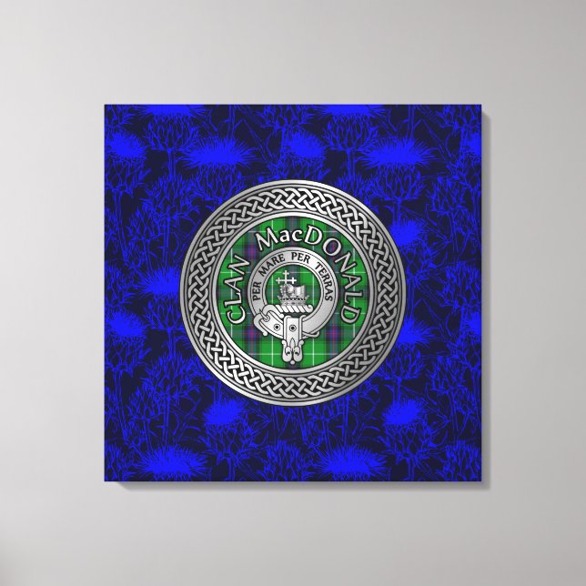 Clan MacDonald Wappen & Tartan Knot Leinwanddruck (Vorderseite)