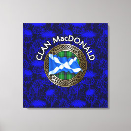 Clan MacDonald Wappen & Tartan Knot on Thistle Leinwanddruck