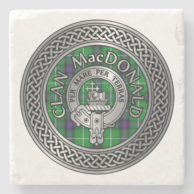 Clan MacDonald Wappen & Tartan Knot Steinuntersetzer (Vorderseite)