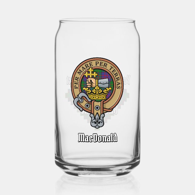 Clan MacDonald Wappen über Tartan Dosenglas (Vorderseite)