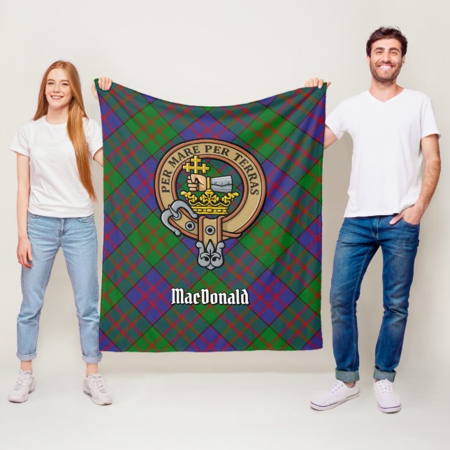 Clan MacDonald Wappen über Tartan Fleecedecke (Beispiel)