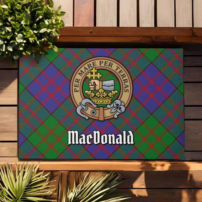 Clan MacDonald Wappen über Tartan Fußmatte (Von Creator hochgeladen)