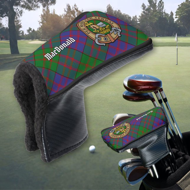 Clan MacDonald Wappen über Tartan Golf Headcover (Von Creator hochgeladen)