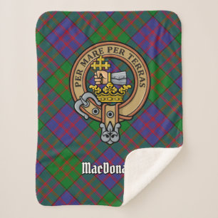 Clan MacDonald Wappen über Tartan Sherpadecke