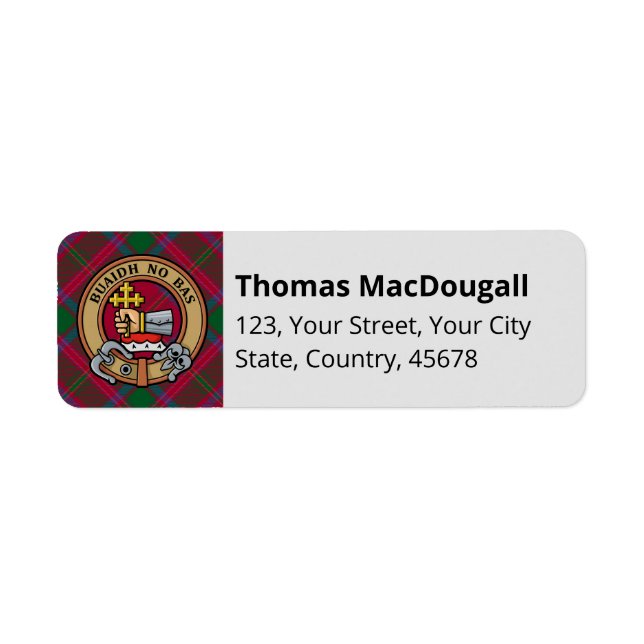 Clan MacDougall Wappen über Tartan (Vorne)