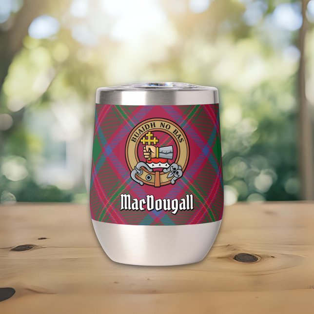 Clan MacDougall Wappen über Tartan (Von Creator hochgeladen)