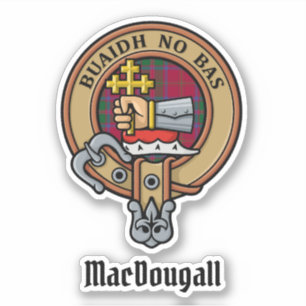 Clan MacDougall Wappen über Tartan Aufkleber
