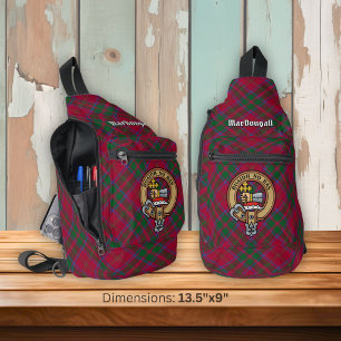 Clan MacDougall-Wappen über Tartan Crossbody Bag