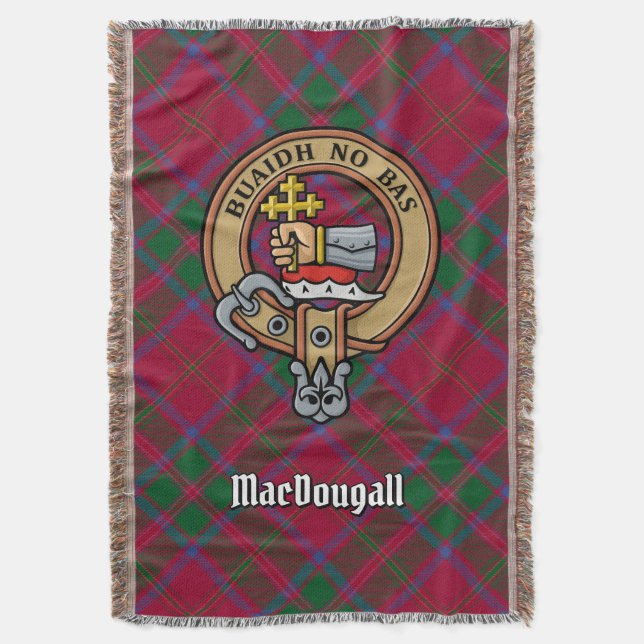 Clan MacDougall-Wappen über Tartan Decke (Vorderseite Vertikal)