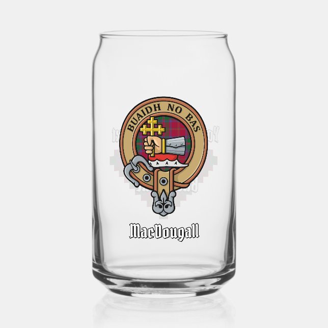 Clan MacDougall Wappen über Tartan Dosenglas (Vorderseite)